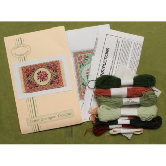 Dollhouse needlepoint carpet rug Barbara green small kit contents