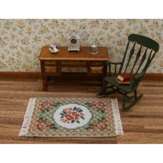 Dollhouse needlepoint carpet rug Barbara green small living room furniture