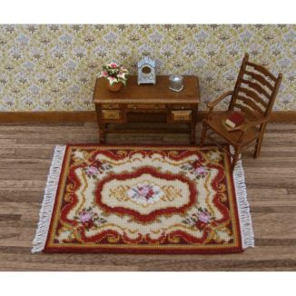 Dollhouse needlepoint carpet rug Sarah living room furniture