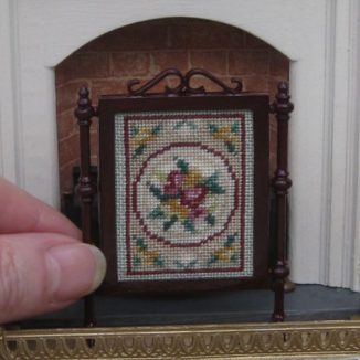 Alice green dollhouse petit point needlepoint embroidery fire screen furniture kit
