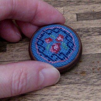 Barbara blue dollhouse miniature needlepoint accessories petit point embroidery
