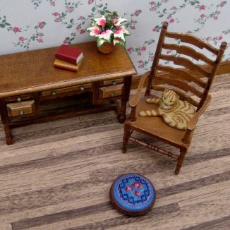 Barbara blue dollhouse miniature needlepoint accessories petit point embroidery