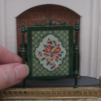 Barbara green dollhouse petit point needlepoint embroidery fire screen furniture kit