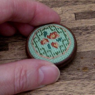 Barbara green dollhouse miniature needlepoint accessories petit point embroidery