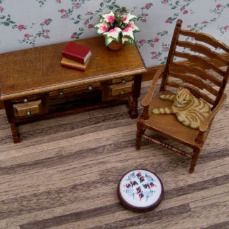 Bella dollhouse miniature needlepoint footstool accessories petit point embroidery