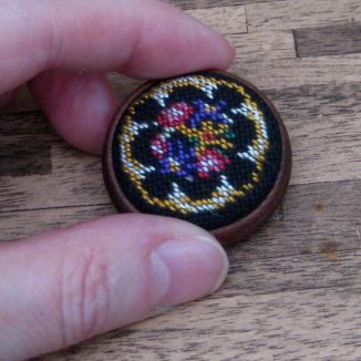 Berlin woolwork foot stool kit dollhouse miniature needlepoint accessories petit point embroidery