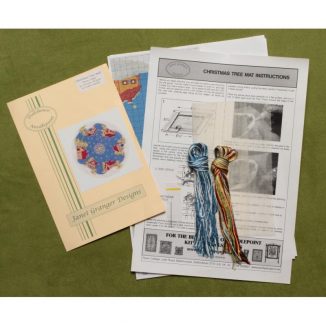Dollhouse needlepoint Christmas tree mat skirt Snowy village kit contents