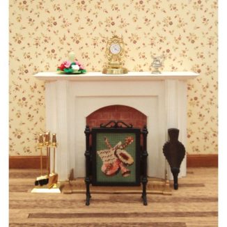 Dollhouse needlepoint firescreen Music white dining room fireplace