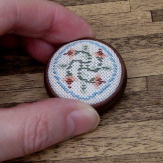 Eleanor dollhouse miniature needlepoint footstool accessories petit point embroidery