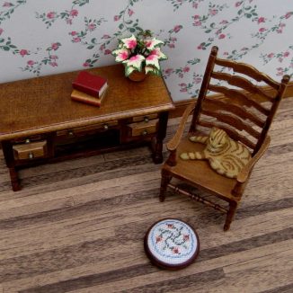 Eleanor dollhouse miniature needlepoint footstool accessories petit point embroidery