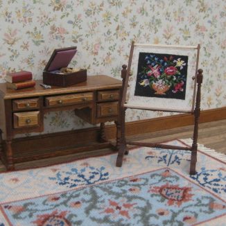 Flower bowl needlework stand tapestry frame kit dollhouse miniature needlepoint accessories petit point embroidery
