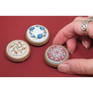 Flower ring blue dollhouse miniature needlepoint footstool accessories petit point embroidery