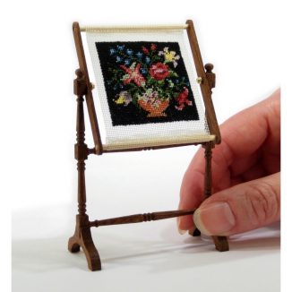 Flower bowl needlework stand tapestry frame kit dollhouse miniature needlepoint accessories petit point embroidery