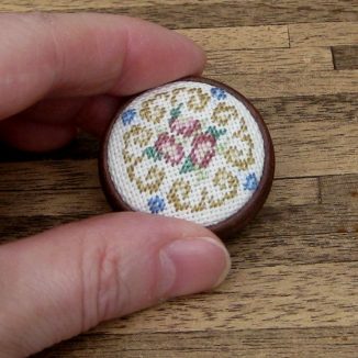 Judith foot stool dollhouse miniature needlepoint accessories petit point embroidery