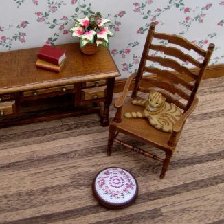 Kate pink foot stool dollhouse miniature needlepoint accessories petit point embroidery