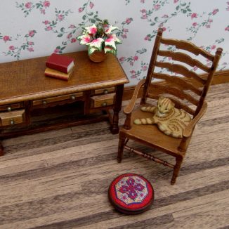 Katrina foot stool dollhouse miniature needlepoint accessories petit point embroidery