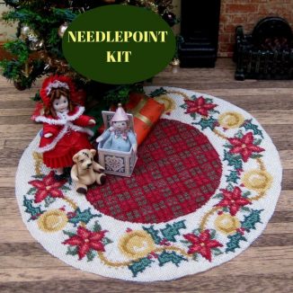 Christmas tree mat skirt dollhouse needlepoint embroidery kit