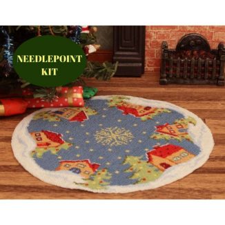 Christmas tree mat skirt dollhouse needlepoint embroidery kit