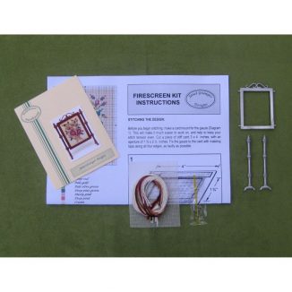 Summer roses fire screen miniature petit point dollhouse needlepoint furniture kit