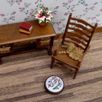 Tree of life foot stool dollhouse miniature needlepoint accessories petit point embroidery