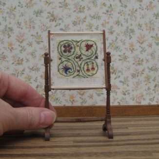 Tudor needlework stand tapestry frame kit dollhouse miniature needlepoint accessories petit point embroidery