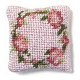 Flower Ring (pink) dollhouse needlepoint cushion kit