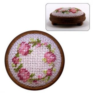 Dollhouse needlepoint footstool kit Flower Ring (pink)