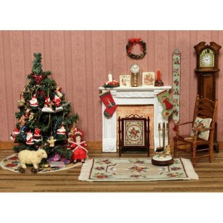 Alice small green carpet rug dollhouse miniature needlepoint half cross stitch Christmas kit
