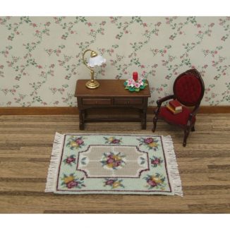 Alice small green carpet rug dollhouse miniature needlepoint half cross stitch kit