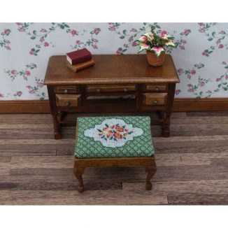 Barbara green dollhouse miniature stool desk bench petit point kit furniture accessories