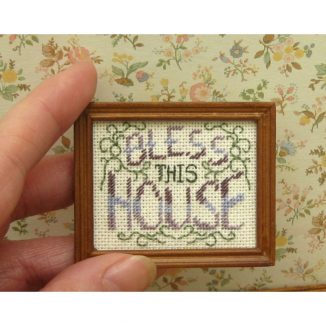 Bless this house dollhouse miniature sampler kit cross stitch accessories
