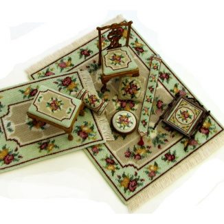Dollhouse needlepoint Alice green collection