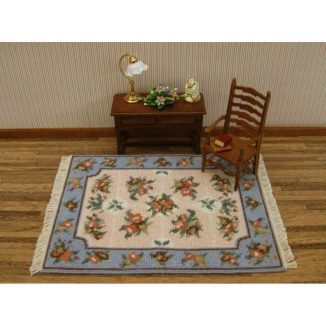 Dollhouse needlepoint carpet rug Alice blue living room furniture