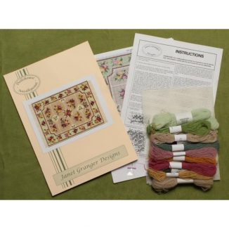 Dollhouse needlepoint carpet rug Alice green kit contents
