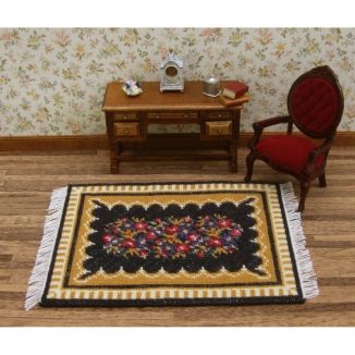 Dollhouse needlepoint carpet rug Berlin woolwork small living room furniture