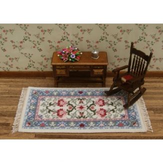 Dollhouse needlepoint carpet rug Carole pastel living room furniture