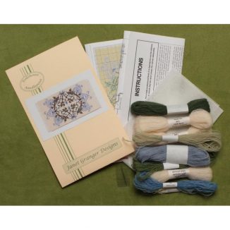 Dollhouse needlepoint carpet rug Josie blue kit contents