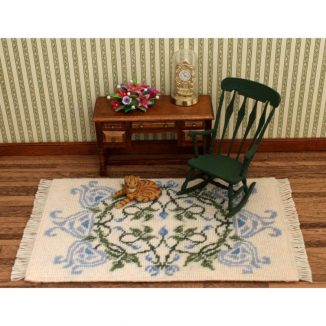 Dollhouse needlepoint carpet rug Josie blue sitting room furniture