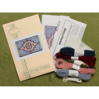 Dollhouse needlepoint carpet rug Sophie kit contents
