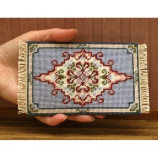 Dollhouse needlepoint carpet rug Sophie tent stitch fringe