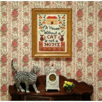 Dollhouse needlepoint sampler Cat room accessories picture