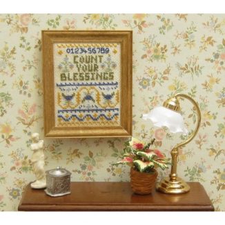 Dollhouse needlepoint sampler Count your blessings room accessories