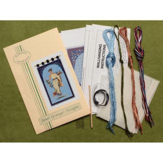 Dollhouse needlepoint wall hanging Grecian Lady kit contents