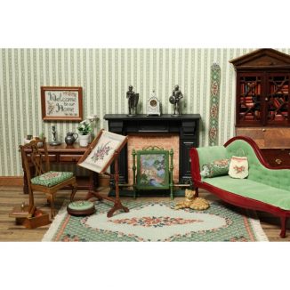 Dollhouse rug Barbara green carpet living room