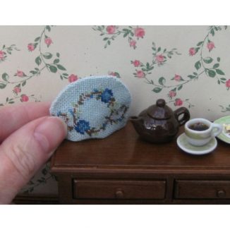 Flower ring blue teacosy dollhouse needlepoint petit point embroidery kit decoration