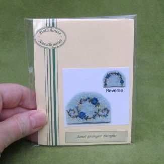 Flower ring blue teacosy dollhouse needlepoint petit point embroidery kit decoration