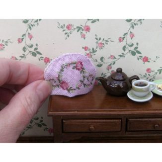 Flower ring pink teacosy dollhouse needlepoint petit point embroidery kit decoration
