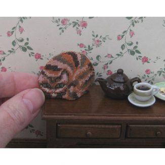 Ginger cat teacosy dollhouse needlepoint petit point embroidery kit decoration