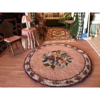 Bella round dollhouse miniature needlepoint embroidery carpet rug kit