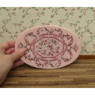 Kate oval pink dolls house miniature petit point embroidery kit